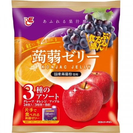 ACE BAKERY PURURUN KONJAC JELLY GRAPE, ORANGE, APPLE (24 x 20g)