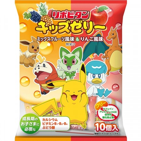 TAISHO LIPOVITAN KIDS POKEMON POUCH JELLY MIX FRUITS & APPLE (10 x 16g)